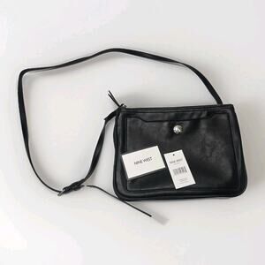 Nine West Bowie Black Crossbody Bag Classic Faux Leather Shoulder Purse NWT